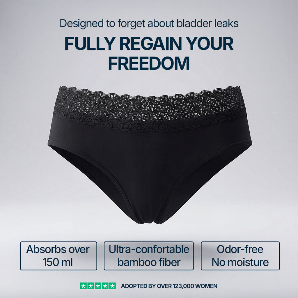 3-Pack Black High-Waist Lace Incontinence Briefs