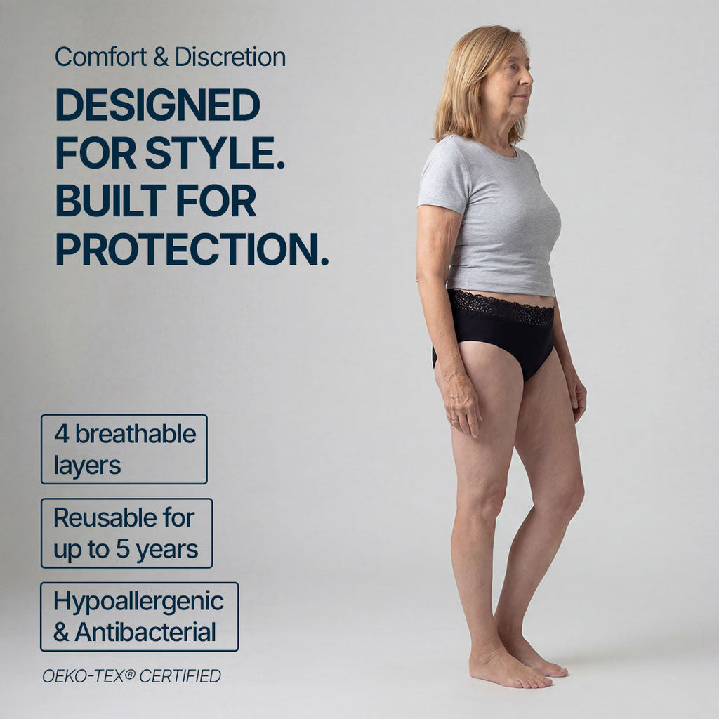 Lace-Waistband Washable Incontinence Pants