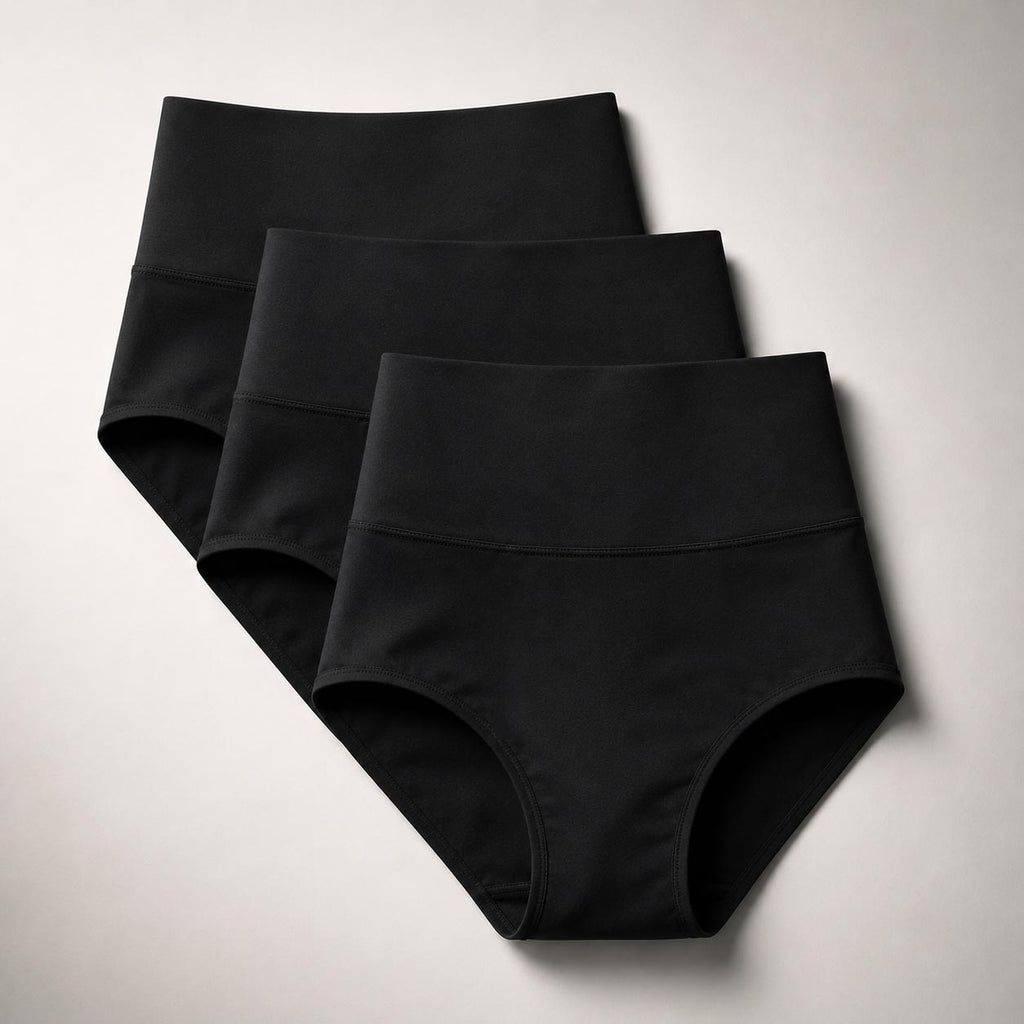3-Pack Black Mid-Rise Incontinence Briefs