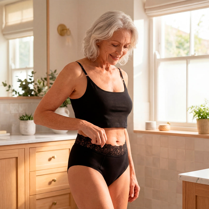 3-Pack Black High-Waist Lace Incontinence Briefs