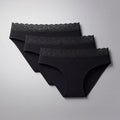 3-Pack Black High-Waist Lace Incontinence Briefs